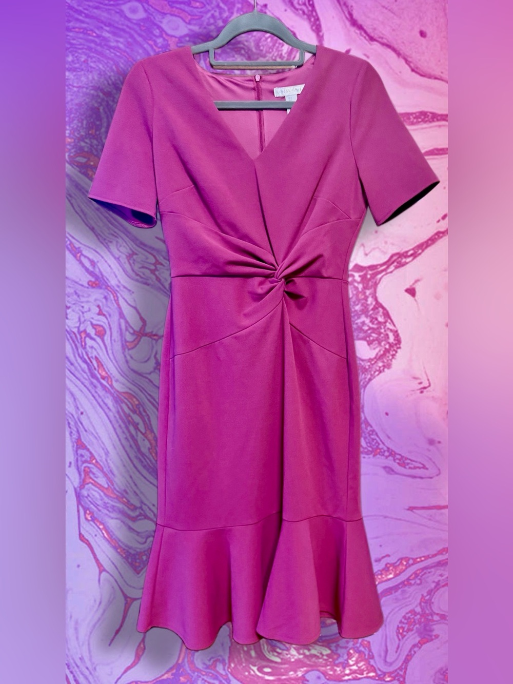 London Times NWT Fuchsia Twist-Front Midi Dress size 4